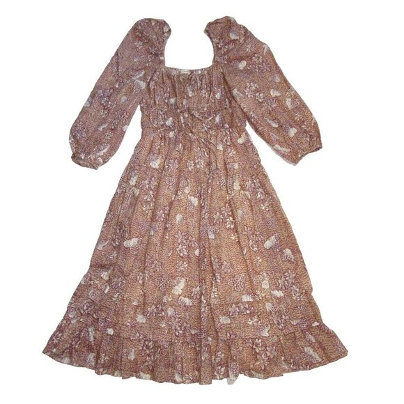 NWT Ulla Johnson Isla in Sandalwood Floral Print Cotton Midi Dress 6 $465 - Picture 4 of 8